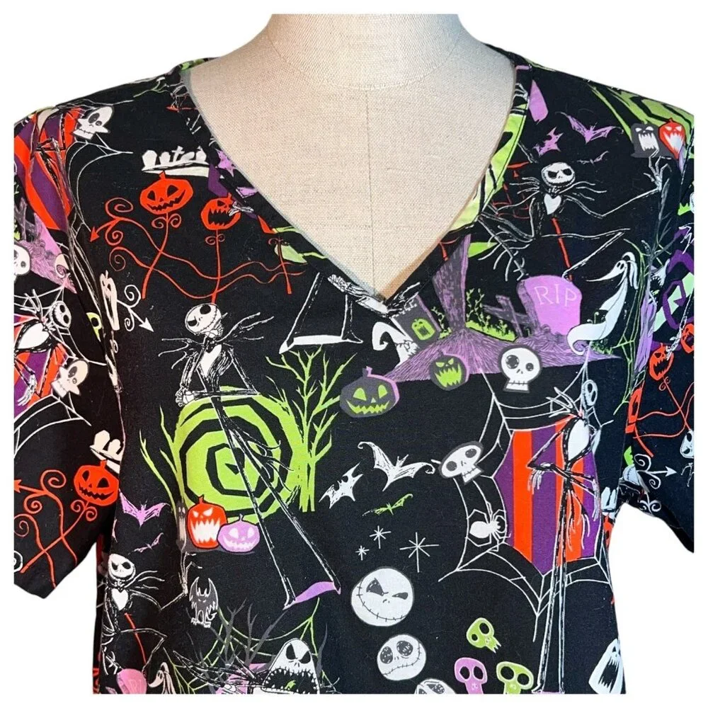 Halloween Scrub Disney Jack Skellington The Nightmare Before Christmas Size XL - Picture 2 of 7
